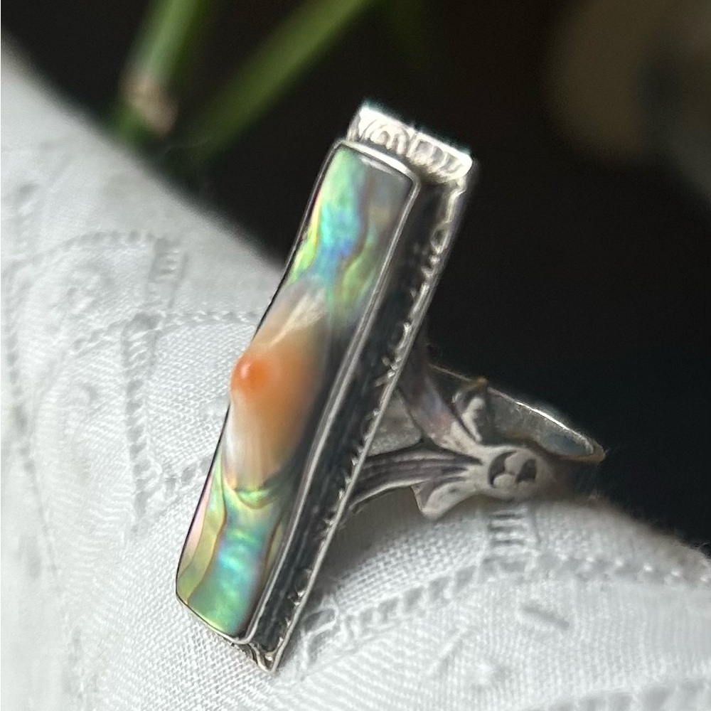 Antique Sterling Blister Pearl Ring - Picture 3 of 11